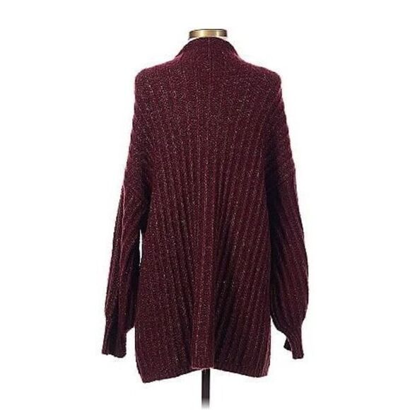 Truly Madly Deeply Color Block Burgundy Cardigan Size XS - Picture 2 of 6